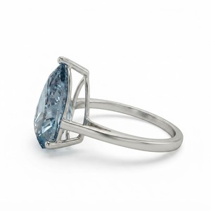 Anillo de Compromiso Solitario con Diamante Azul Corte Pera Certificado por IGI, Oro Blanco de 8k, Anillo Minimalista para Boda y Fiesta - Product Image 2