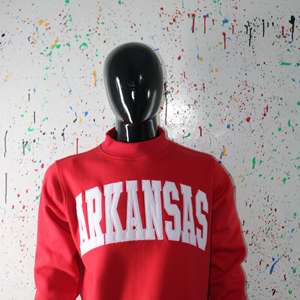 ARKANSAS <b>RED</b> Mock Neck Sweatshirt 100% WHITE Applique Embroidery wide neck Sweatshirt CLUSH SPORTS - Product Image 4