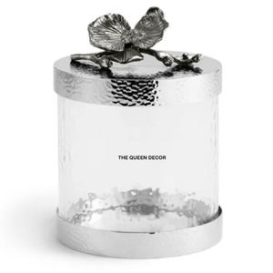 Bocal en verre design avec couvercle en métal et poignée dorée décorative, bocal de cuisine en verre transparent, décoration d'intérieur, contenants alimentaires - Product Image 1