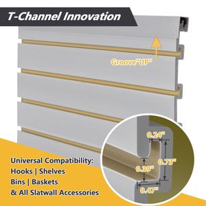 Organisateur de garage en PVC robuste pour panneaux rainurés, section de 8 pi x 4 pi, 10 panneaux, rangement mural de qualité industrielle, couleur gris anthracite foncé - Product Image 6
