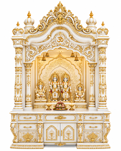 Large White & Gold Ram Darbar Hindu Prayer <b>Temple</b> Hindu Teak Wood Ram Darbar Mandir For Pooja Room <b>Wooden</b> Pooja Home <b>Temple</b> UK - Product Image 2