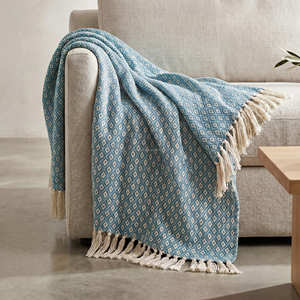 Earthy <b>Brown</b> Honeycomb Weave Cotton Blanket Handmade Decorative Sofa <b>Throw</b> Rustic Room Decor Supplier - Product Image 2