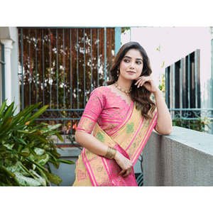 Vestidos de Cóctel Elegantes para Mujer, de Organza Zari Tejida, Estilo Patola Saree, por Elite Weaves, 600g - Product Image 2