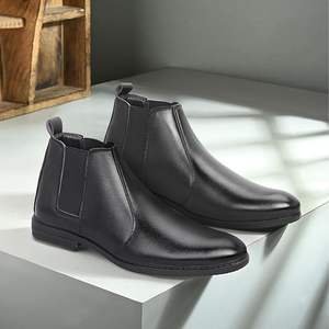Chaussures Chelsea en cuir PU faites à la main de haute qualité pour hommes, chaussures habillées d'hiver à enfiler pour mariage, fête ou bureau - Product Image 4