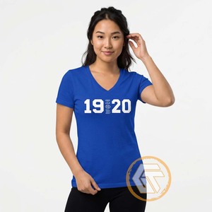 T-shirts personnalisés Zeta Phi Beta pour femmes, col en V uni, broderie et sérigraphie, vêtements décontractés de sororité, haute qualité - Product Image 2