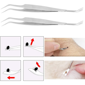 Pinzas para Quitar Garrapatas de Mascotas, 5.5 Pulgadas, Acero Inoxidable, 2 en 1, Herramientas para Quitar Garrapatas de Animales, OEM, Juego de Pinzas para Quitar Garrapatas - Product Image 2