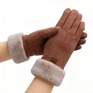 Gants en laine unie pour femmes, vente en gros |   Gants décontractés tricotés chauds pour l'hiver, longueur poignet |   Logo personnalisé OEM et ODM - Product Image 6