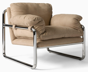 Fauteuil de salon moderne rembourré, structure métallique, dossier solide, assise confortable en mousse, mobilier de maison, design style Barcelone - Product Image 2