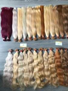 I-Tips de queratina italiana con 100% extensiones de cabello Remy vietnamita crudo Color claro Pre-Bonded Frontal y cinta de cabello en estilo ondulado - Product Image 5