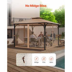Rete di Ricambio per Gazebo 3x3x2,1m, Rete a 4 Pannelli Laterali per la Maggior Parte dei Gazebo da Giardino e Patio, Protezione dalle Zanzare - Product Image 5