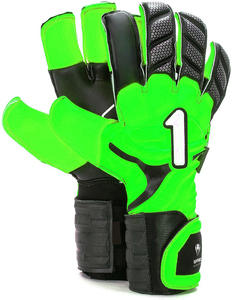 Guantes de portero de fútbol verde negro PU con protección completa para los dedos, antideslizantes, con correa ajustable para la muñeca, guantes profesionales para portero de fútbol. - Product Image 3