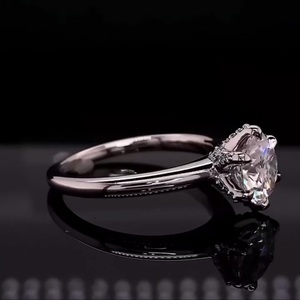 Classic Lab-Grown Round Brilliant Cut Diamond 18K White Gold Solitaire <b>Ring</b> with <b>Plain</b> Band IGI Certified Women's Jewelry - Product Image 3