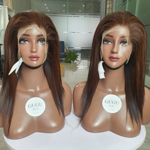 Pelucas de Cabello Virgen Europeo Suizo de Alta Calidad, Color Marrón Chocolate, Transparentes, HD, con Encaje en la Parte Superior, de 12 Pulgadas - Product Image 1
