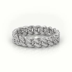 Bague chaîne cubaine en or 18 carats, style hip-hop, unisexe, minimaliste, pour usage quotidien, idée cadeau, diamants de laboratoire - Product Image 1
