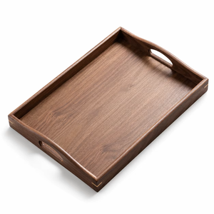 Wooden Rectangular Handmade Storage <b>Tray</b> <b>Handles</b> Natural Wood Finish Modern Design Food Grade for Desk/Table Use Drink Food - Product Image 1