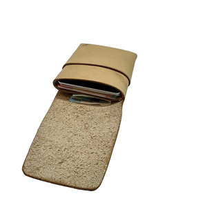 Portefeuille en cuir noir premium sans couture, texture grainée, mini porte-cartes sans couture pour commandes OEM SLW-0014 - Product Image 1