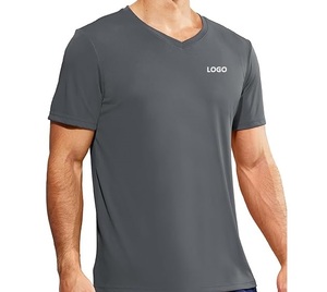 Camiseta Deportiva de Manga Corta con Cuello en V para Hombre, de Secado Rápido, Transpirable, con Logotipo Personalizado, Ropa Informal para Entrenamiento - Product Image 3