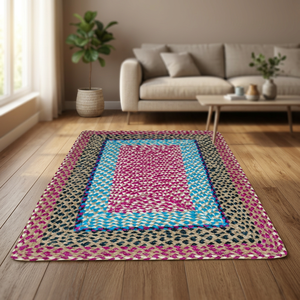 Tapis géométrique bohème en jute fabriqué à la machine, adapté aux animaux domestiques, antidérapant, écologique, pour la décoration du salon - Product Image 2