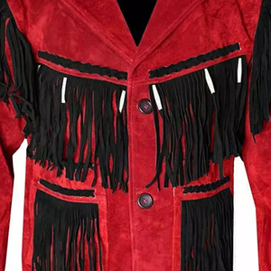 New Western Style Warm Red Black Genuine <b>Leather</b> Bomber Motorcycle <b>Jackets</b> Stylish Comfortable Long Sleeve Waterproof - Product Image 4