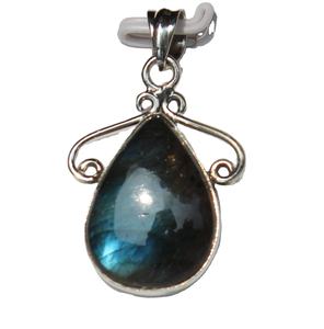 Pendentif unisexe en argent sterling 925 fabriqué à la main avec lunette en labradorite fantaisie en forme de goutte Piedras Naturales Healing Fashion - Product Image 2