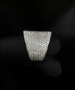 925 Sterling Silver Hip-hop X Moissanite Cluster <b>Ring</b> <b>with</b> Rhodium Plating Custom <b>Initial</b> Design Unisex for Anniversary Gifts - Product Image 2