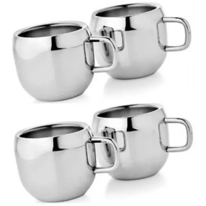 Taza de Café Portátil Ecológica de Acero Inoxidable de Doble Capa con Platillo y Cuchara, Diseño Minimalista, Juego de Té Duradero - Product Image 4
