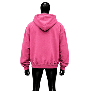 เสื้อฮู้ดโอเวอร์ไซส์สีชมพูสตรีทสไตล์ HEAVYWEIGHT พร้อมซิป กระเป๋าอเนกประสงค์ ผ้าฝ้ายเฟรนช์เทอร์รี่ ดีไซน์กระเป๋าแบบลำลอง ระบายอากาศได้ดี เหมาะสำหรับฤดูหนาว รุ่น MINIMA - Product Image 2