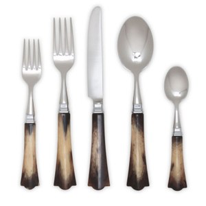 Ensemble d'ustensiles de table vintage en acier inoxydable avec manche en os, comprenant cuillère, fourchette et couteau, idéal pour les fêtes - Product Image 6