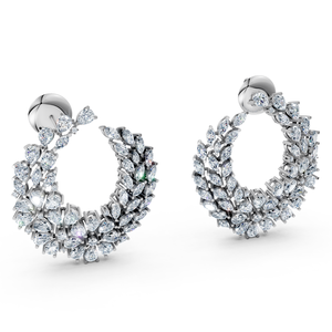 Pear Cut Moissanite <b>Hoop</b> Earrings <b>Sterling</b> <b>Silver</b> Women's Leaf Design Wedding Jewelry Luxury Style Claw Setting - Product Image 4