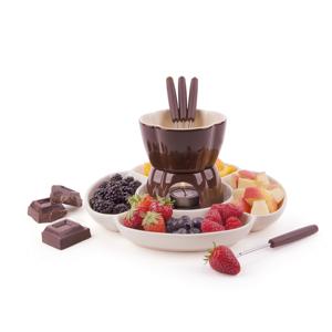 Set per Fonduta al Cioccolato Excelsa in Ceramica 25,5x25,5x16,5 Cm Marrone con Scaldacandele e Cucchiai per Intingere - Product Image 2