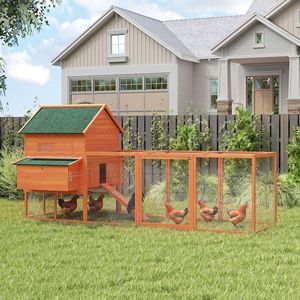 Pollaio in Legno Tipo H Arancione 137 per 8-10 Galline, Capacità Personalizzabile, Nuova Gabbia per Animali in Rete d'Acciaio per Giardino - Product Image 2