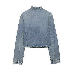 2026 New Arrivals Stylish <b>Lightweight</b> Button Embellished <b>Denim</b> Bomber <b>Jacket</b> Vintage-Inspired Casual Winter Women's Outerwear - Product Image 2