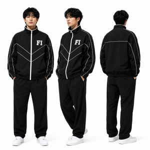 Ensemble de survêtement coupe-vent léger en nylon personnalisé pour homme, ensembles de jogging en polyester, vestes et pantalons de jogging réfléchissants à fermeture éclair pour homme - Product Image 5