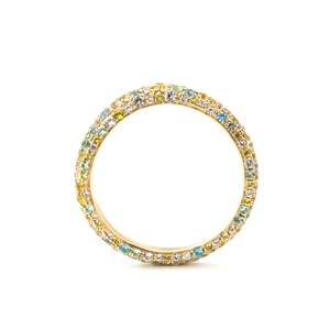 Anillo de oro de 14 quilates con diamantes cultivados en laboratorio, diseño de onda con pavé completo en degradado, anillo llamativo con múltiples piedras creadas en laboratorio para mujer - Product Image 4