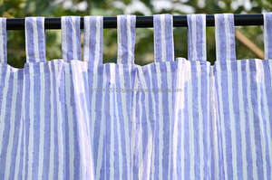 ผ้าม่านผ้าฝ้ายพิมพ์ลายบล็อกมือ2แพ็คอยู่อเนกประสงค์สำหรับตกแต่งหน้าต่างโรงแรมสำนักงานคาเฟ่โรงพยาบาล - Product Image 5