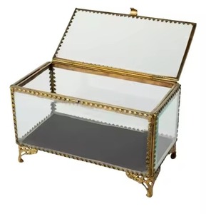 Premium Jewelry <b>Storage</b> Box Metal Glass Organizer for Rings Earrings Necklace Home <b>Dressing</b> <b>Table</b> Use - Product Image 1