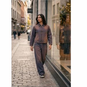 Conjunto de Chaqueta y Jeans de Mezclilla para Mujer, Estilo Vintage Lavado, Conjunto de Dos Piezas, Ropa Casual Urbana - Product Image 3