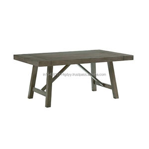 2025 mesa de comedor de madera maciza estilo granja 4 decoración de Metal gris rústico Rectangular mesa de cocina moderna reposapiés de entrada hoteles - Product Image 2