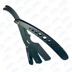 Navaja de afeitar de barbero de borde recto al por mayor, cuchillo de plástico plegable, soporte de hoja deslizante de acero inoxidable, instrumento de belleza - Product Image 5