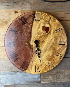 Natural Wood Epoxy Resin Modern <b>Electric</b> Silent Analog Wall <b>Clock</b> Needle Hygrometer for Living Room Bedroom Hotel Room Decor - Product Image 5