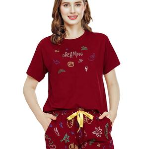 Camiseta de Verano de la mejor calidad para mujer, conjunto de pantalones cortos, nuevo diseño, moda, estampado, conjuntos gemelos informales, bordado de tamaño de Color personalizado - Product Image 2