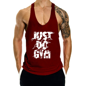 OEM Gym <b>Singlets</b> <b>Mens</b> Tank Top Sports Knitted Breathable Quick Dry Custom Cotton Vest - Product Image 3