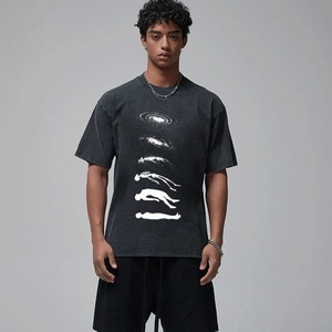 Camiseta de manga corta oversize para hombre, 100% algodón, gramaje pesado, lavado vintage, con estampado estilo urbano. - Product Image 6