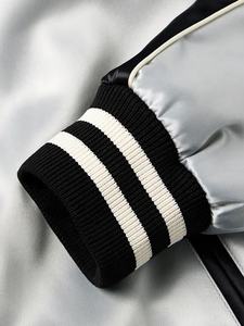 Men's High Quality Satin Varsity Jacket Casual Varsity Sports Letterman Embroidered Front <b>Buttons</b> Plus Size Breathable Jacket - Product Image 4