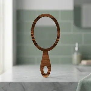 Oval <b>Hand</b> <b>Mirror</b> with Handle Portable Makeup <b>Mirror</b> for Cosmetic Shaving Bathroom Salon Barber Travel Home Vanity Decor - Product Image 2