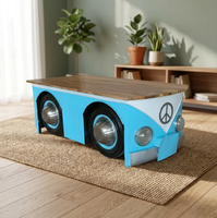 Table basse Volkswagen reproduite, fabriquée à partir de métal et de bois de véhicule, 120x60x45cm, mobilier industriel automobile vintage