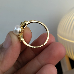Bague en perle d'eau douce plaquée or, bijoux en perles, bague tendance, fabricant en gros - Product Image 3