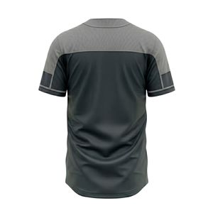 เสื้อเบสบอลสีเทาเข้มแบบขายส่ง ดีไซน์ตัดต่อที่ไหล่ ระบายอากาศได้ดี พิมพ์ลายแบบซับลิเมชั่น ติดกระดุมทั้งตัว เสื้อกีฬา - Product Image 2
