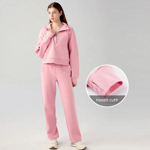 Conjunto Deportivo de Invierno para Mujer OEM 2026, 2 Piezas, Sudadera con Capucha y Pantalones Deportivos de Felpa, Ropa Casual para Actividades al Aire Libre - Product Image 4