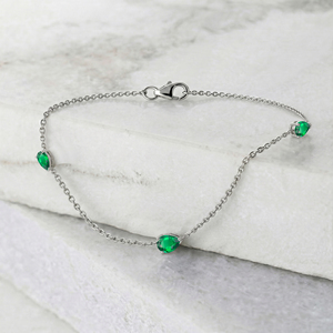 <b>Emerald</b> Chain Pear Bracelet Gold Plated Handmade Gemstone Jewelry for Women Perfect Gift by Goodstone Jewels - Product Image 3